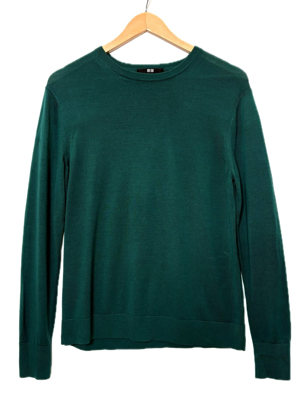 Uniqlo 100% Wool Lightweight Pullover Crewneck Sweater Mens Size M Jade Green